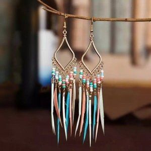 *50% OFF! Gold & Feather dangle earrings bohemian feathers boho chic